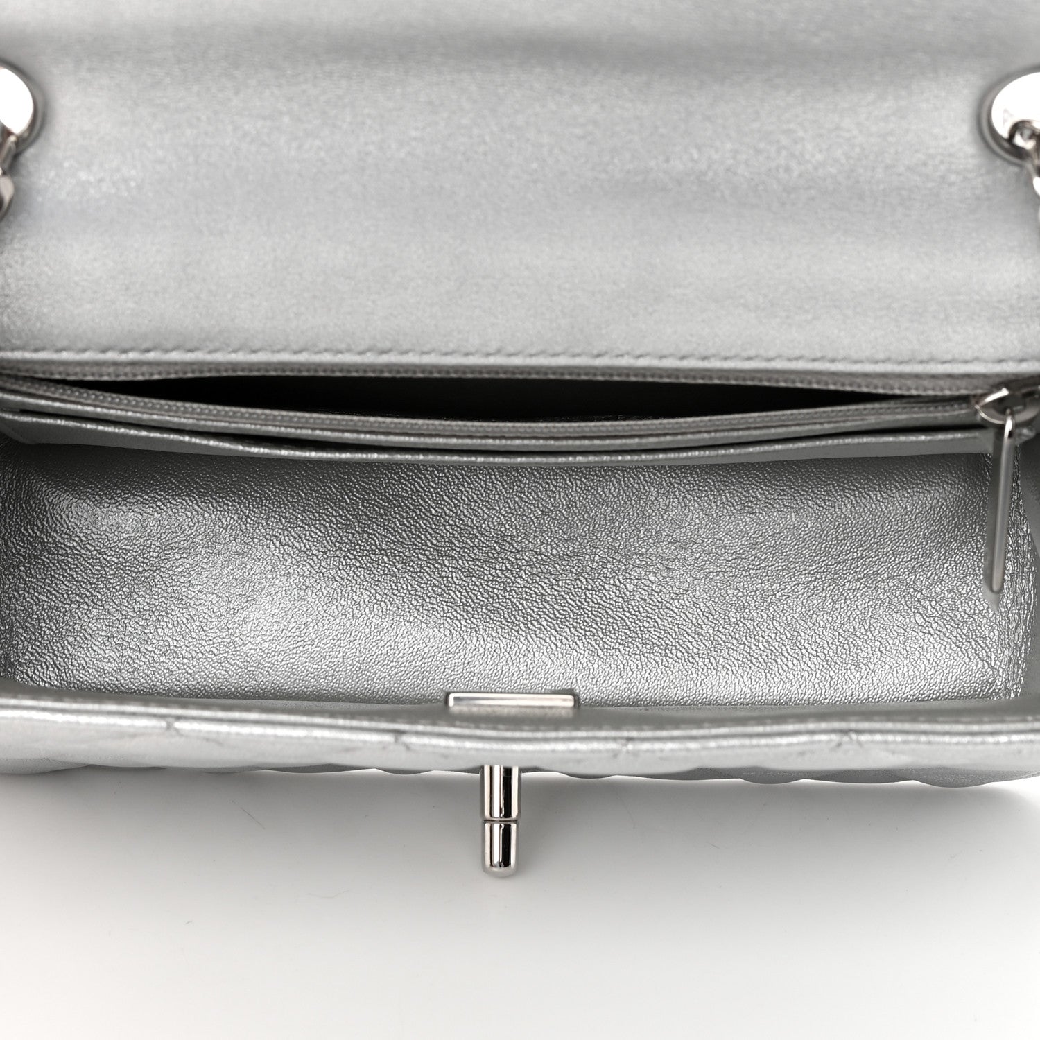Chanel Metallic Lambskin Quilted Mini Rectangular Flap Silver 5 of 11