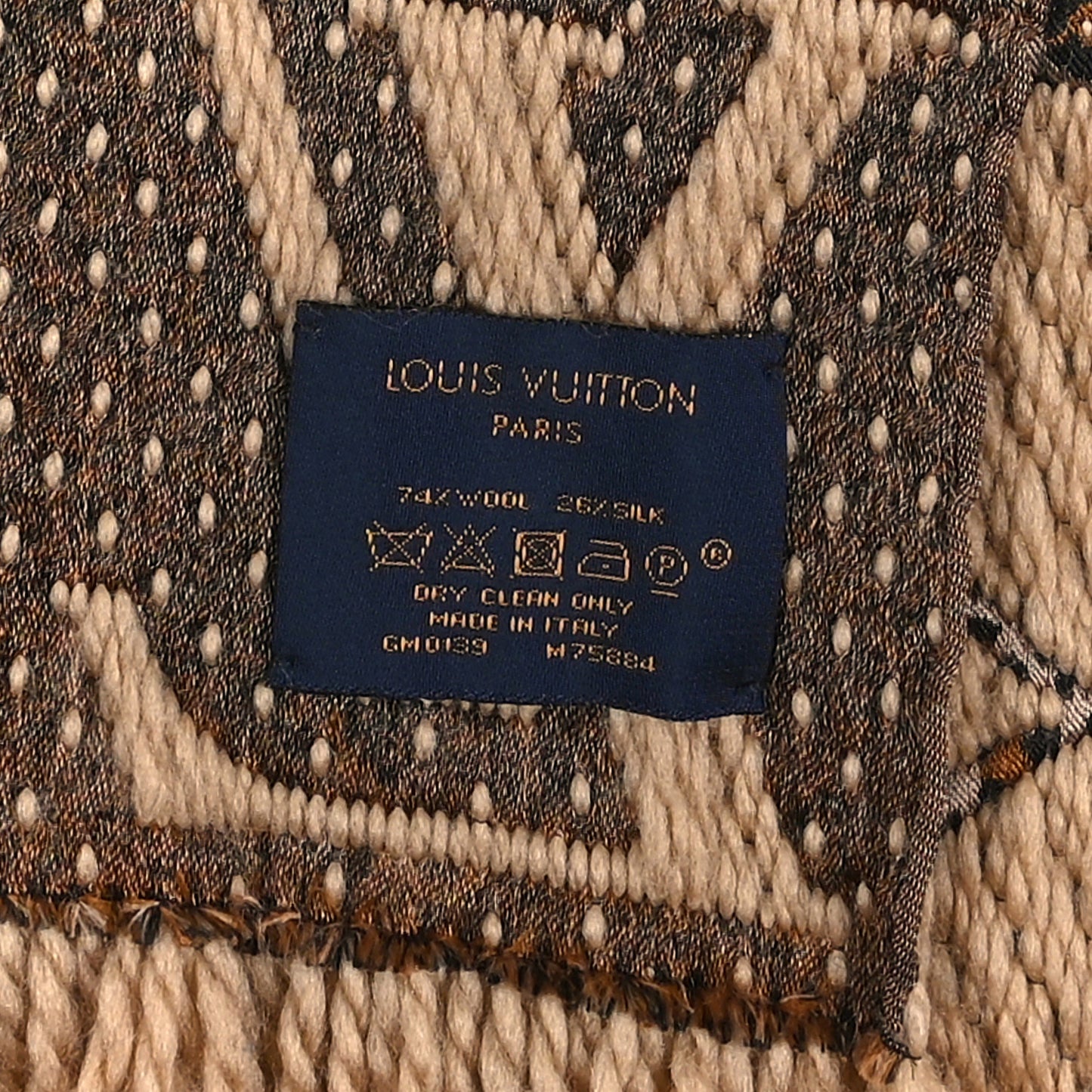 Wool Silk Monogram Giant Jungle Logomania Shine Scarf Beige