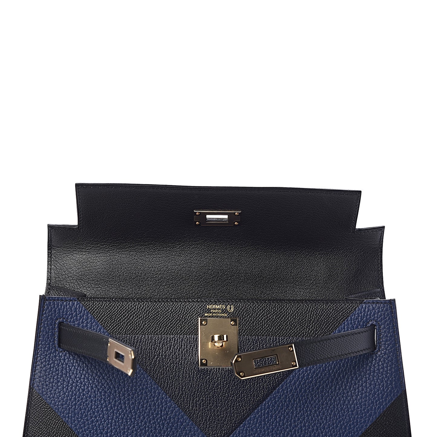 Epsom Taurillon Clemence Chevre Mysore Horseshoe Kellygraphie Lettre X Kelly Sellier 28 Noir Bleu Indigo Bleu Saphir