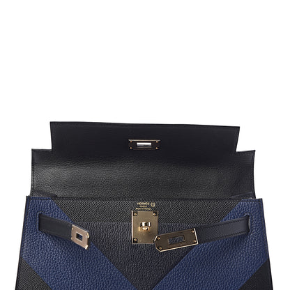 Hermes Epsom Taurillon Clemence Chevre Mysore Horseshoe Kellygraphie Lettre X Kelly Sellier 28 Noir Bleu Indigo Bleu Saphir 12 of 36