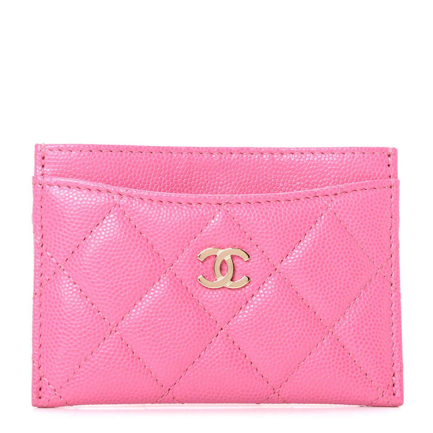 Caviar Quilted Card Holder Pink