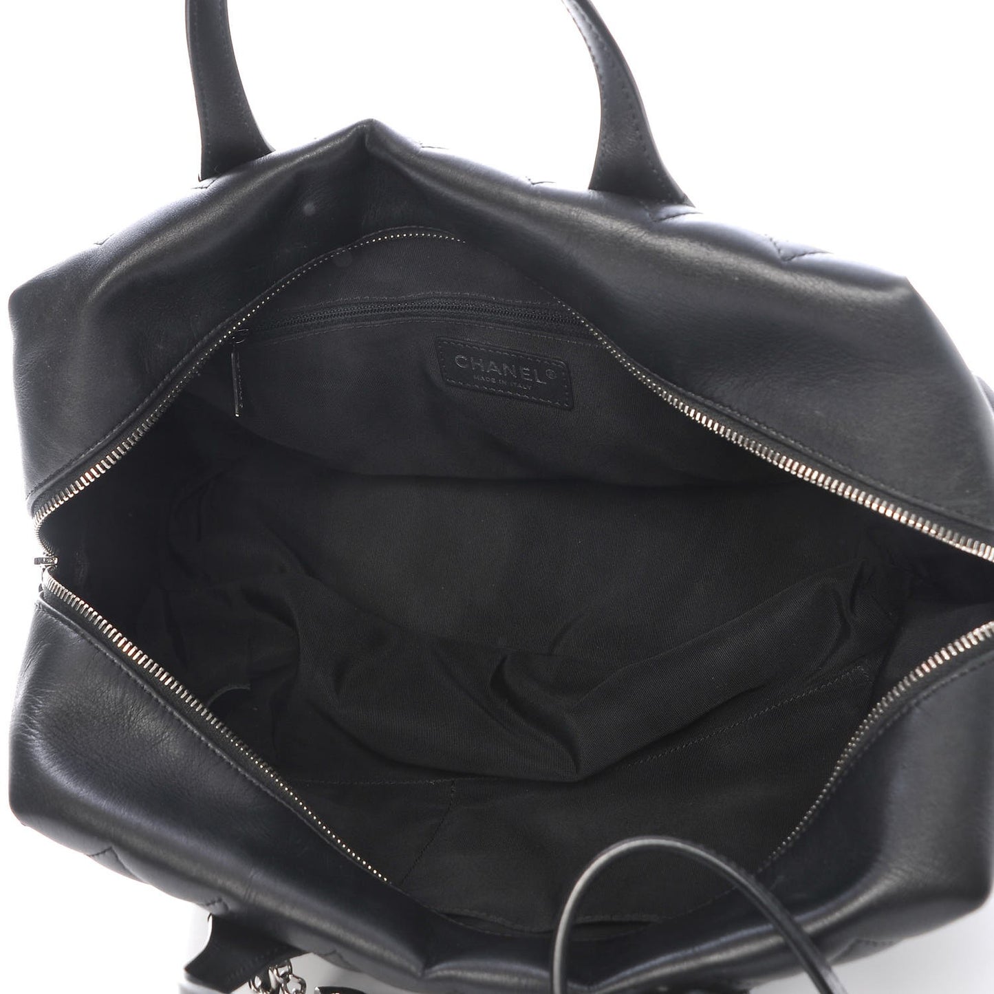 Calfskin Quilted Feather Weight Bowling Bag Black