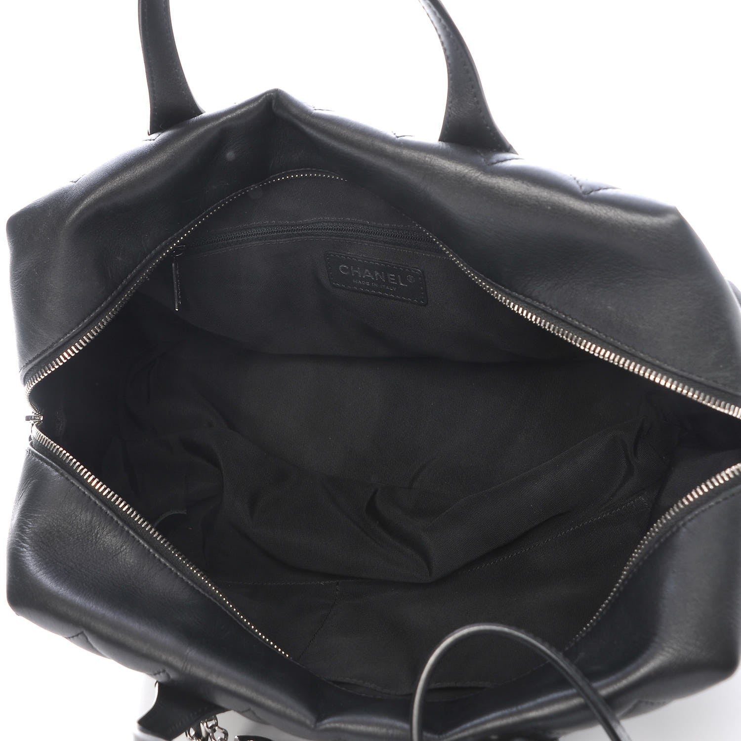 Chanel Calfskin Quilted Feather Weight Bowling Bag Black 5 of 9