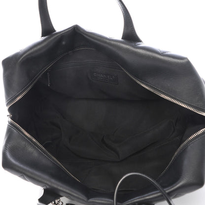 Chanel Calfskin Quilted Feather Weight Bowling Bag Black 5 of 9