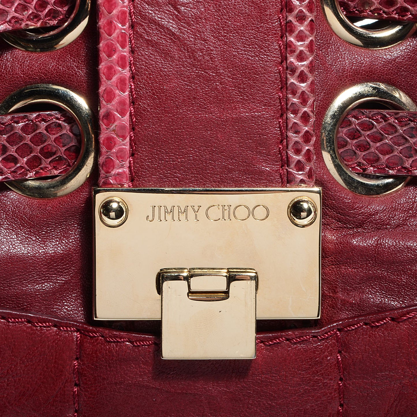 Leather Watersnake Trim Medium Riki Burgundy