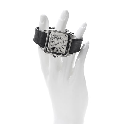 Cartier Stainless Steel Alligator 33mm Santos 100 Automatic Watch 2 of 9