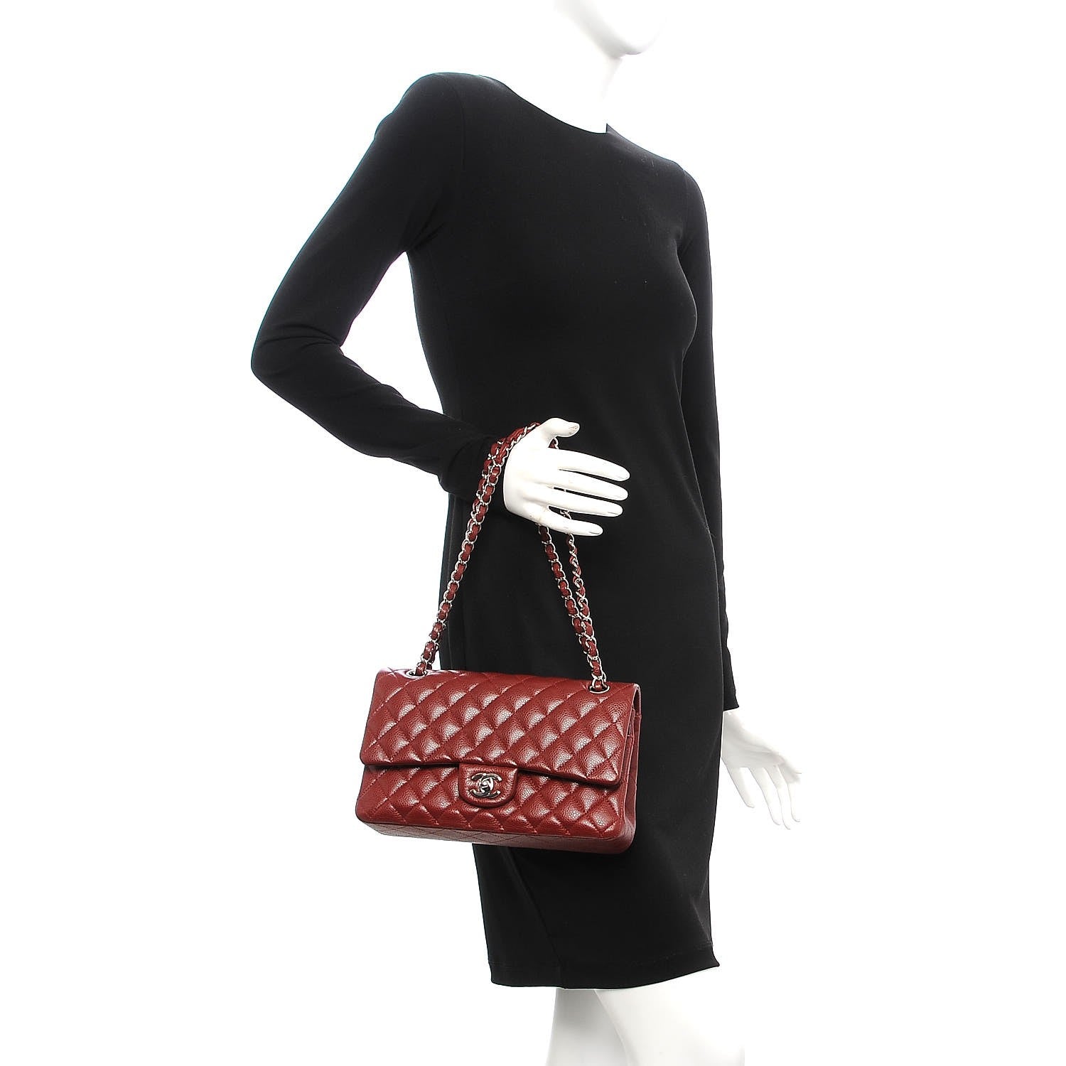 Chanel Caviar Quilted Medium Double Flap Dark Red 3 of 8
