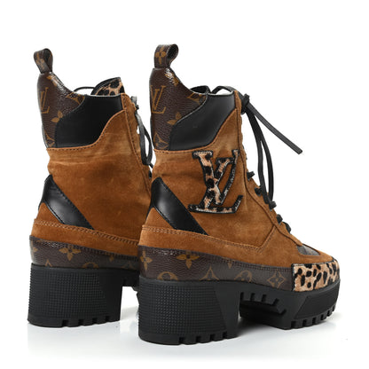 Louis Vuitton Suede Calfskin Monogram Laureate Platform Desert Boots 37 Cognac 4 of 6