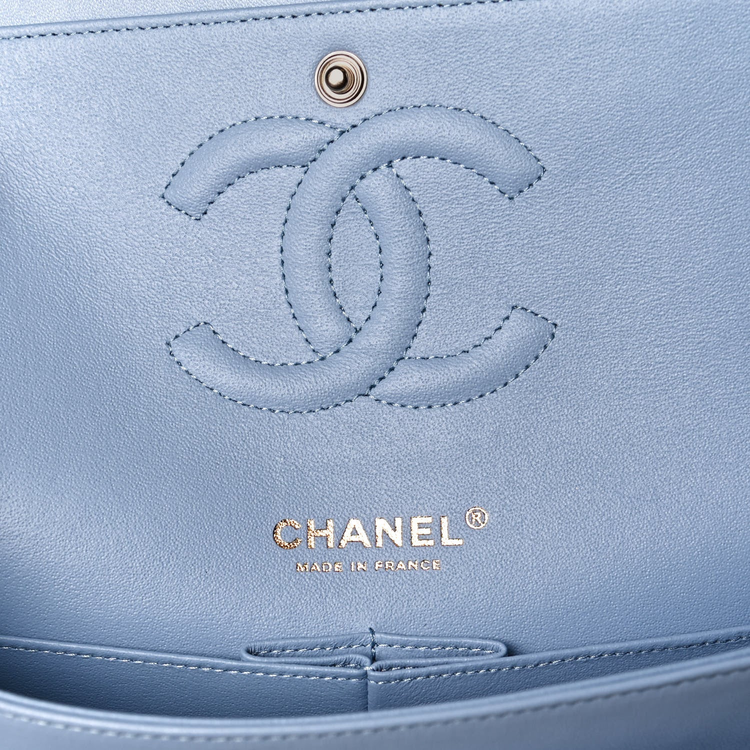 Chanel Lambskin Quilted Medium Double Flap Light Blue 5 of 10