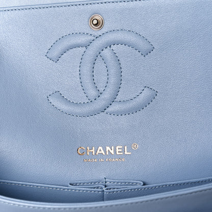 Chanel Lambskin Quilted Medium Double Flap Light Blue 5 of 10