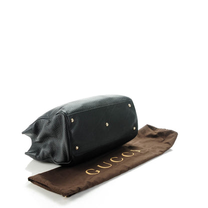 Gucci Pebbled Calfskin Medium Bamboo Shopper Tote Black 4 of 8