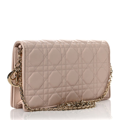 Christian Dior Lambskin Cannage Lady Dior Chain Wallet Beige 3 of 9