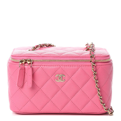 Chanel Caviar Quilted Small Vanity Case With Chain Pink 1 of 9