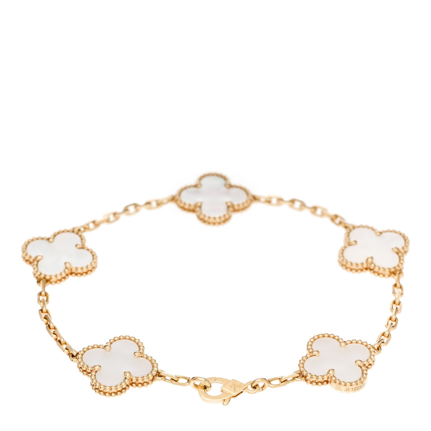 Van Cleef & Arpels 18K Yellow Gold Mother of Pearl 5 Motifs Vintage Alhambra Bracelet 2 of 5