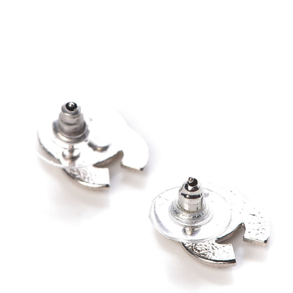 Chanel Crystal Timeless CC Earrings Silver 3 of 5