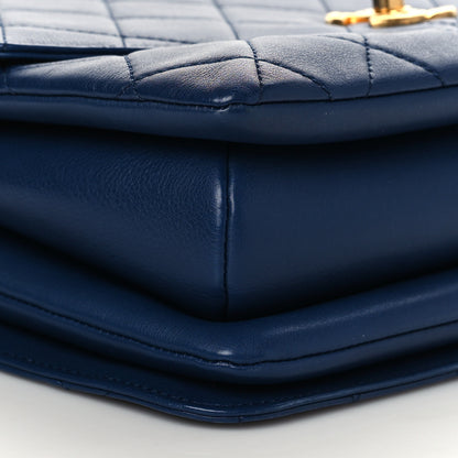 Chanel Calfskin Quilted Metal Top Handle Envelope Flap Blue 7 of 9