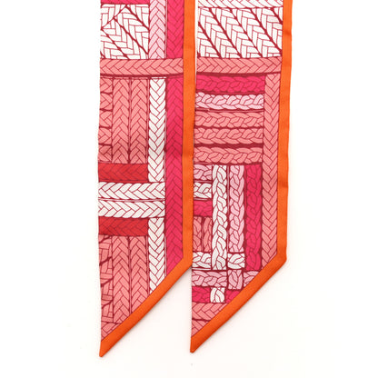 Hermes Silk Tresses H Twilly Rose Vif Orange White 2 of 4