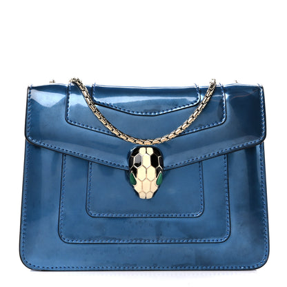 Bulgari Metallic Calfskin Small Serpenti Forever Snake Strap Crossbody Bag Blue 1 of 12