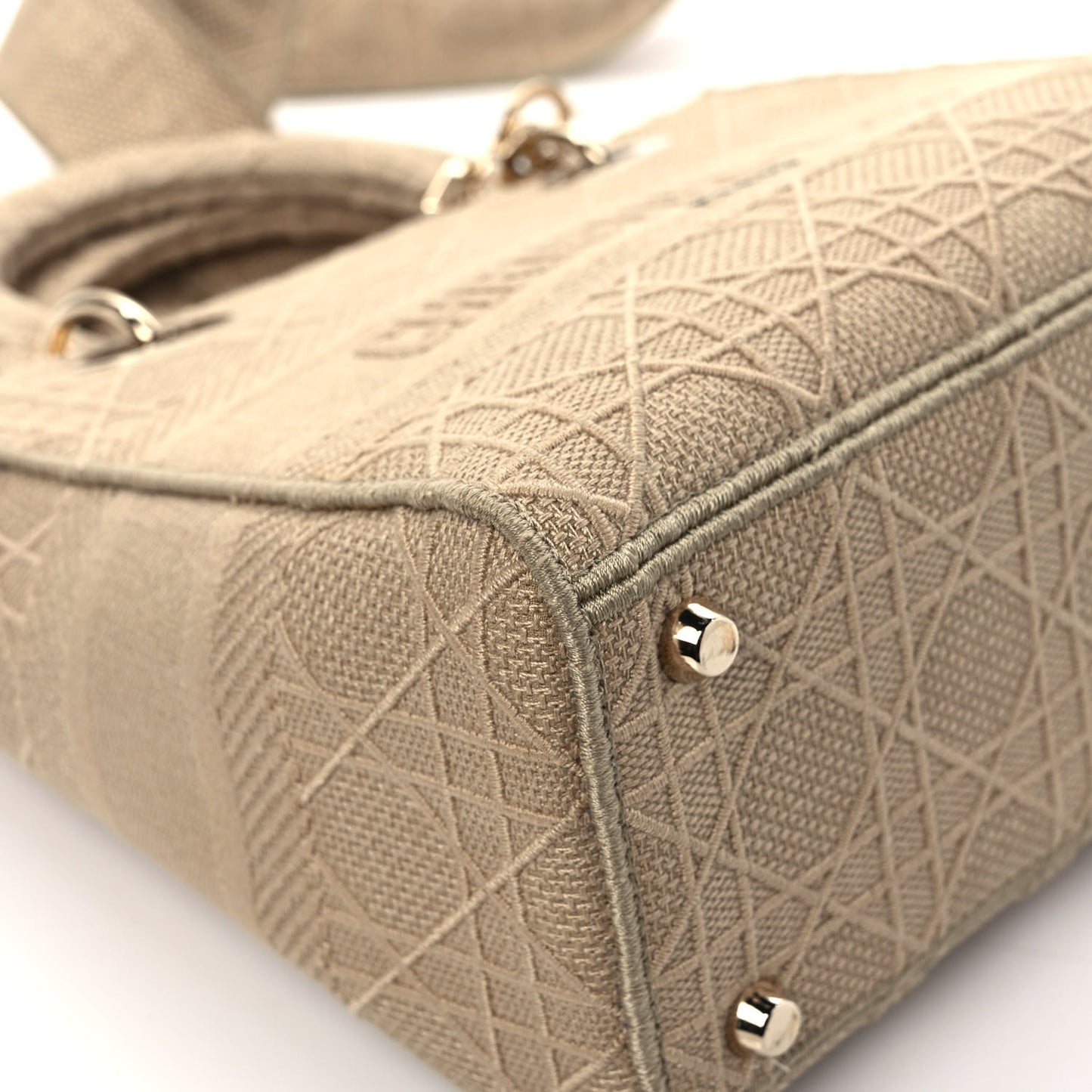 Canvas Embroidered Cannage Medium Lady D-Lite Beige
