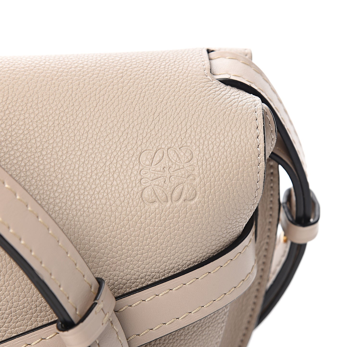 Grained Calfskin Small Gate Crossbody Bag Light Oat