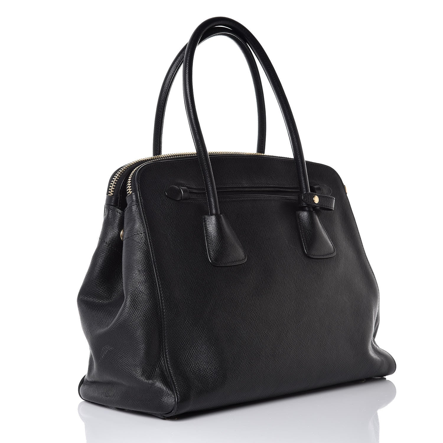 Prada Saffiano Large Double Zip Tote Black 3 of 7