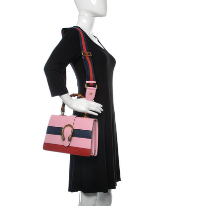 Gucci Moon Calfskin Web Medium Dionysus Bamboo Top Handle Bag Sugar Pink Blue Agata Hibiscus Red 2 of 14