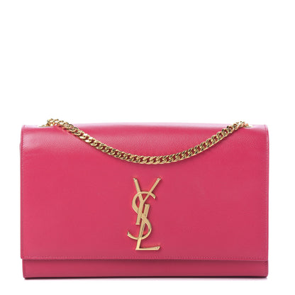 Saint Laurent Grain De Poudre Medium Monogram Kate Satchel Lipstick Fuchsia 1 of 7
