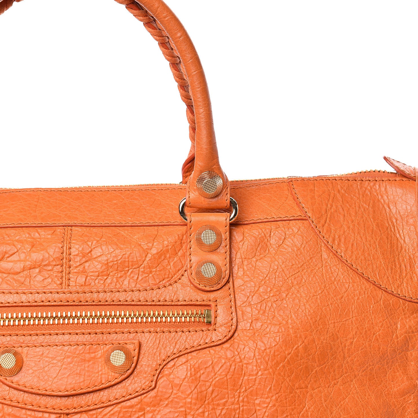 Agneau Giant 12 Gold Hardware Work Tangerine
