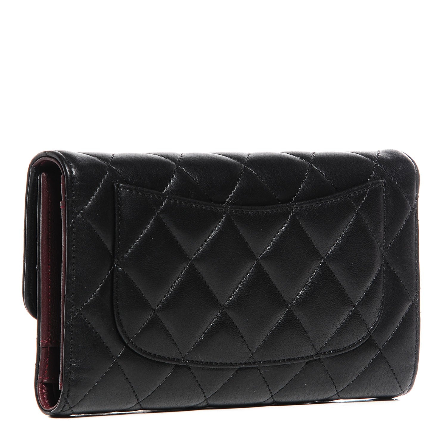 Chanel Lambskin Quilted Large Flap Wallet Black 2 of 9