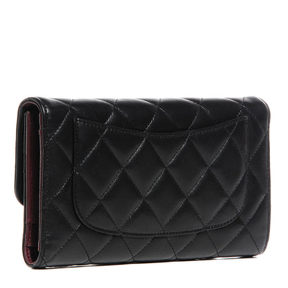 Chanel Lambskin Quilted Large Flap Wallet Black 2 of 9