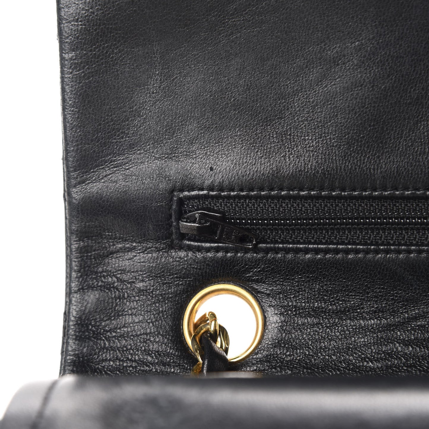 Lambskin Quilted Medium Double Flap Black