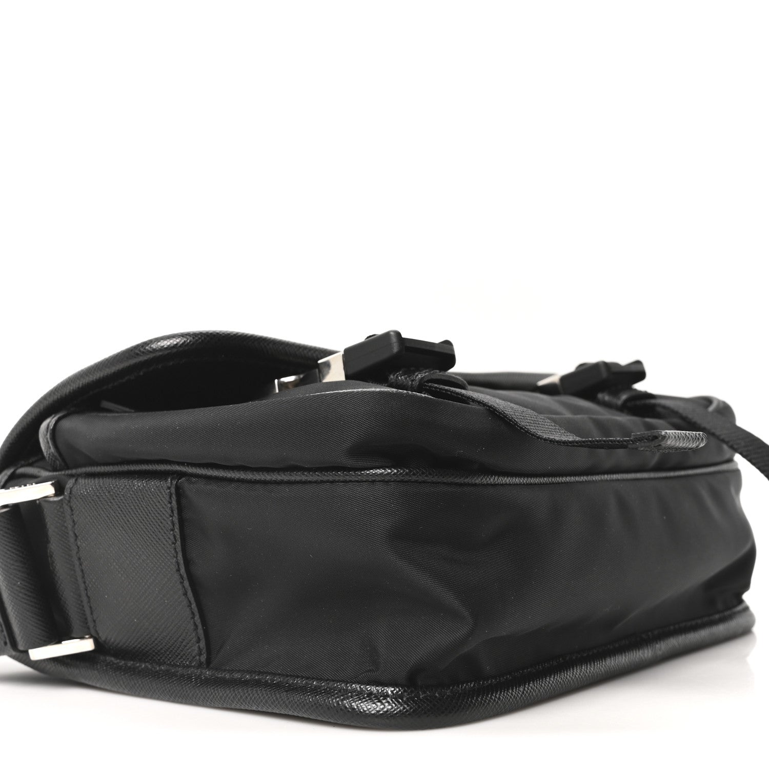 Prada Re-Nylon Saffiano Pocket Double Snap Buckle Messenger Shoulder Bag Black 9 of 10