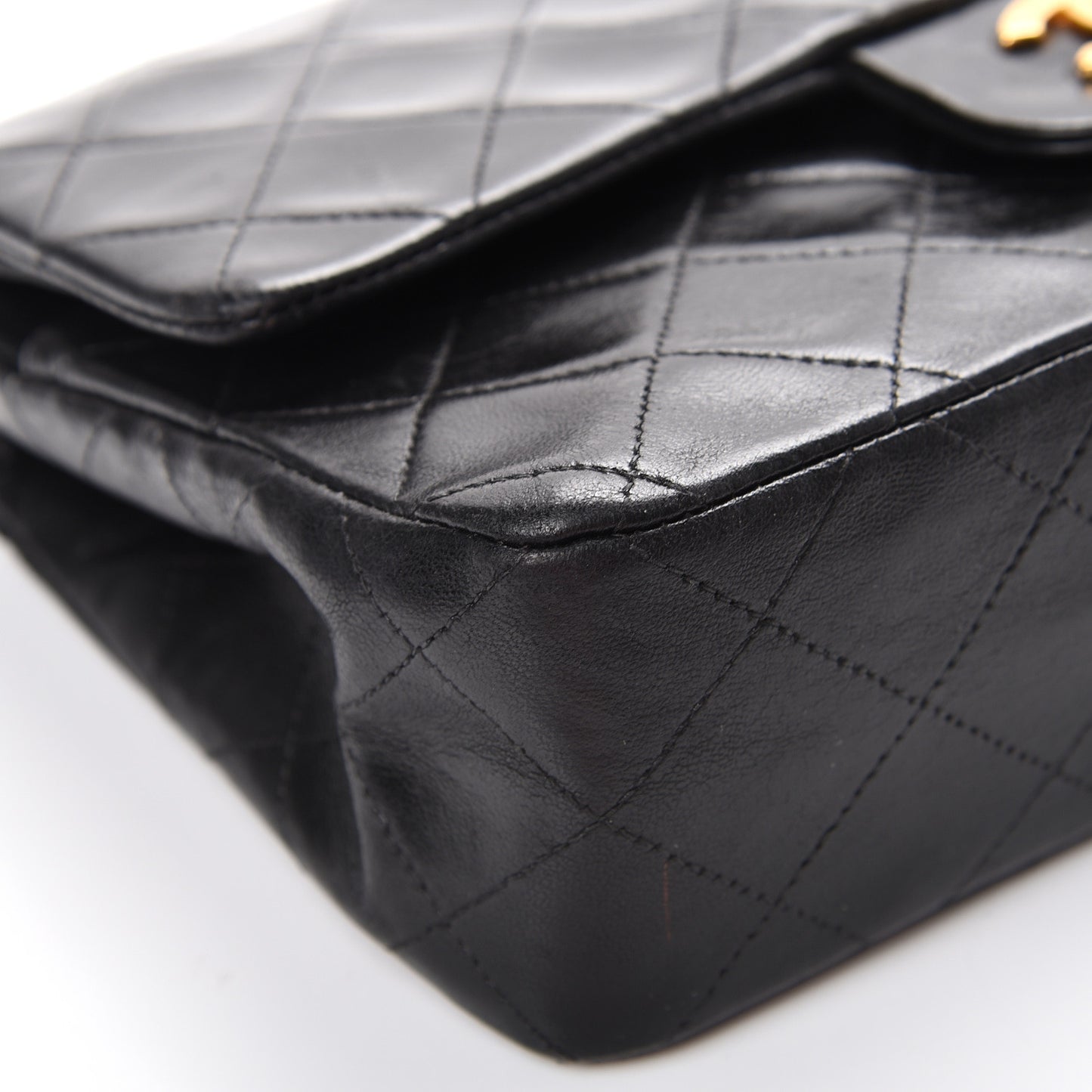 Lambskin Quilted Small Double Flap Black