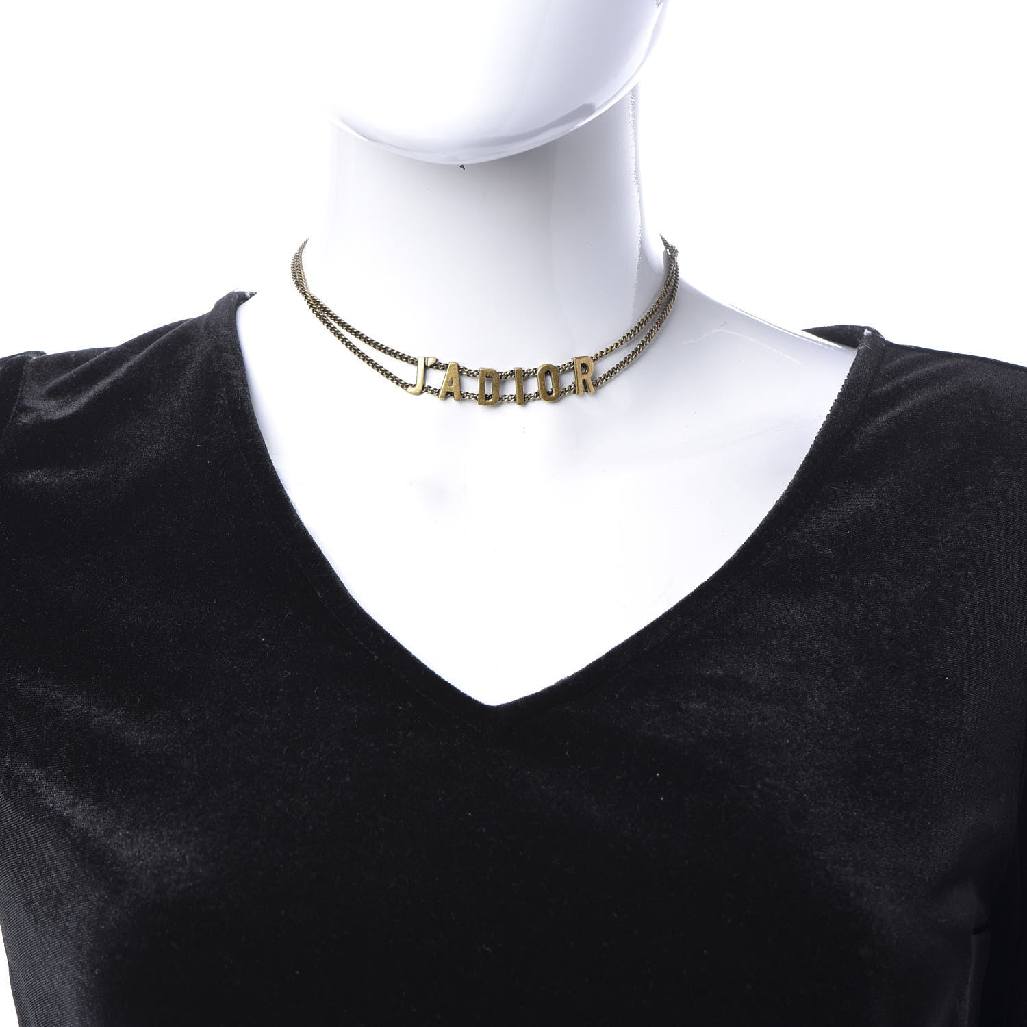 Christian Dior Metal J'Adior Choker Necklace Aged Gold 2 of 4