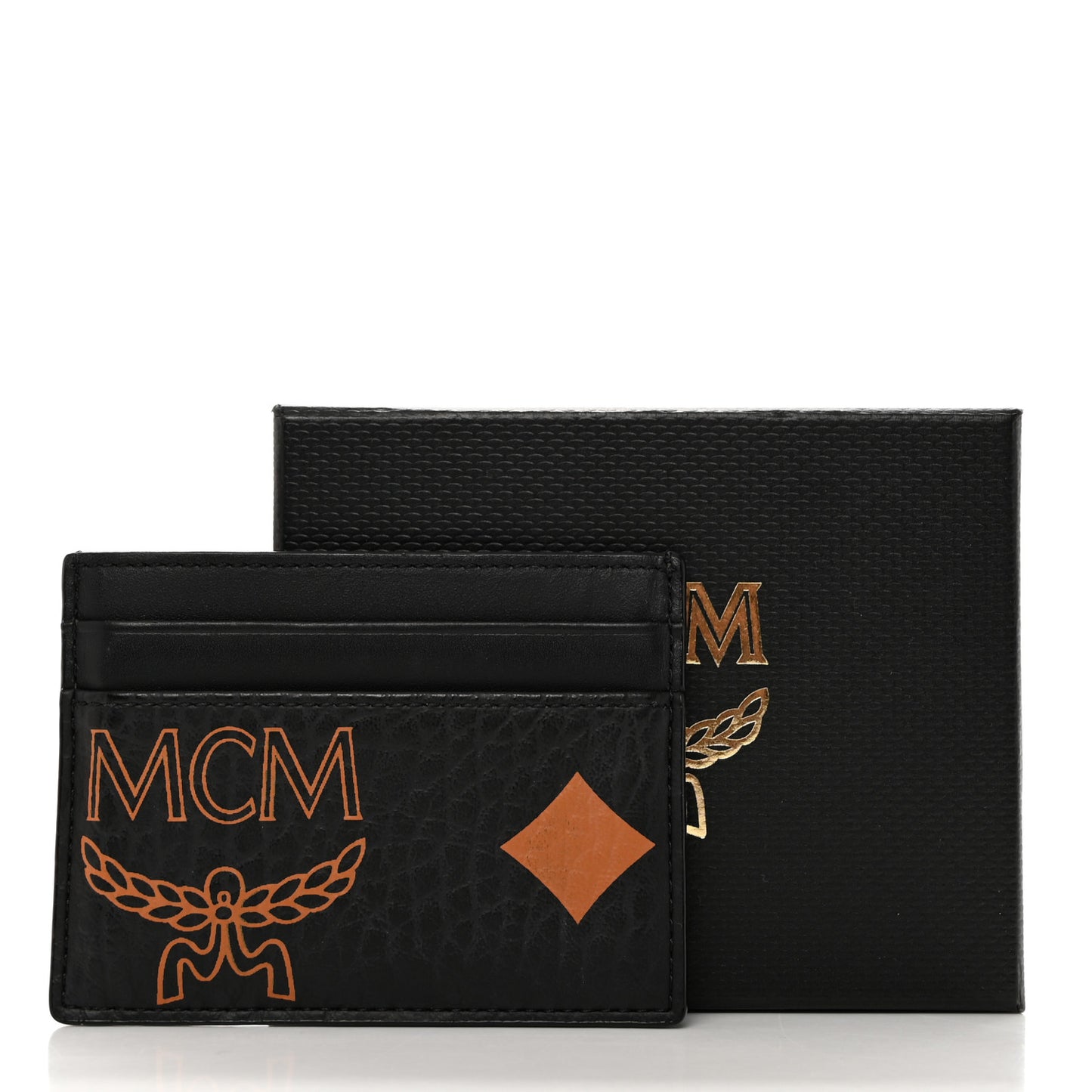 Calfskin Visetos Mini Aren Maxi Monogram Card Case Black