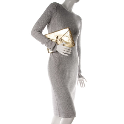 Saint Laurent Metallic Calfskin Y Envelope Clutch Gold 2 of 7