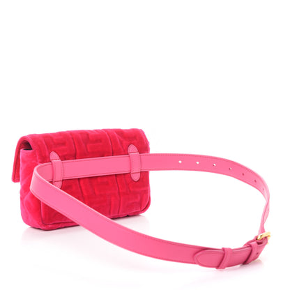 Fendi Velvet FF Embossed Hip Belt Baguette Bag Fuxia 3 of 9