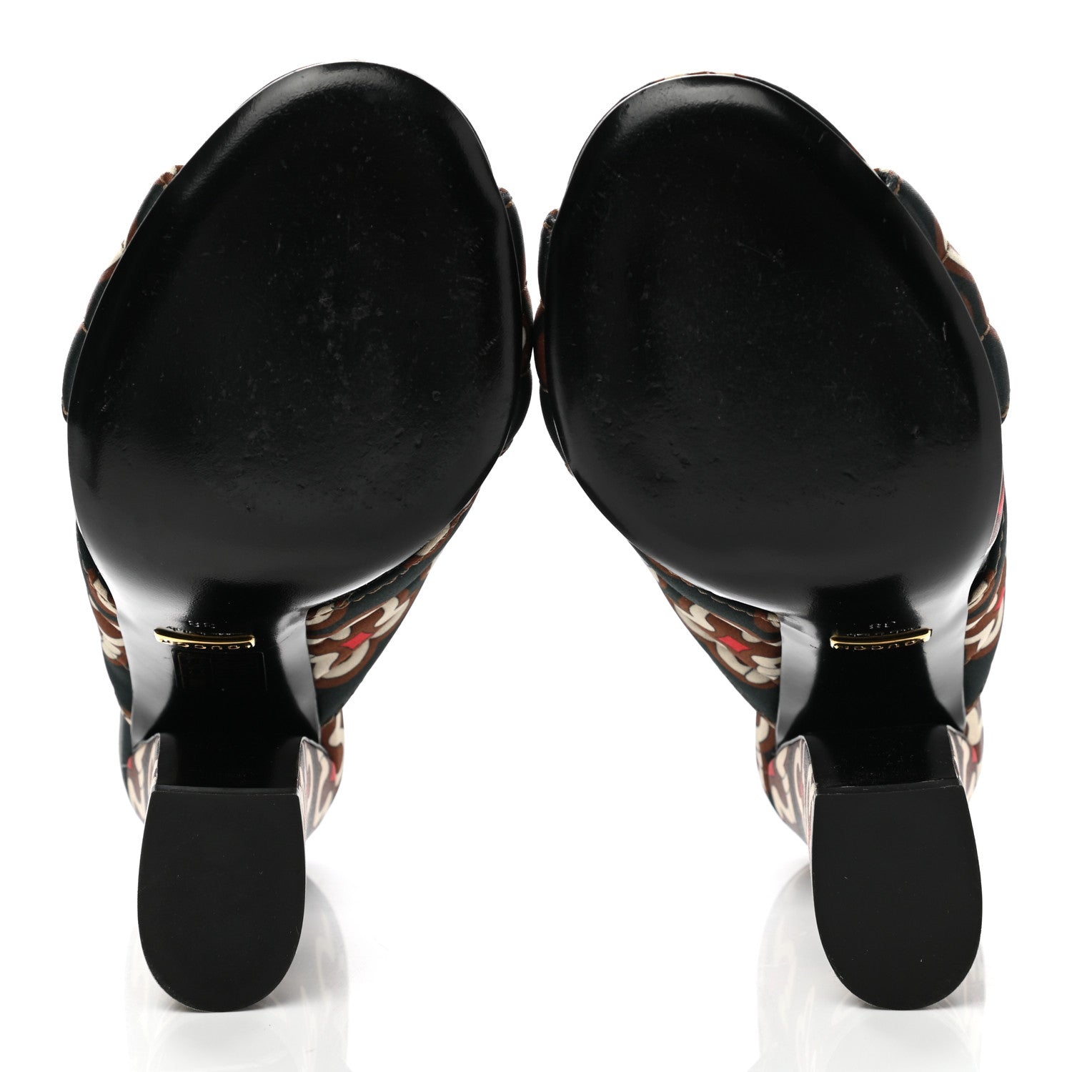 Gucci Fabric Floral Print Webby Crossover High Heel Slide Sandals 38 Black Multicolor 5 of 10