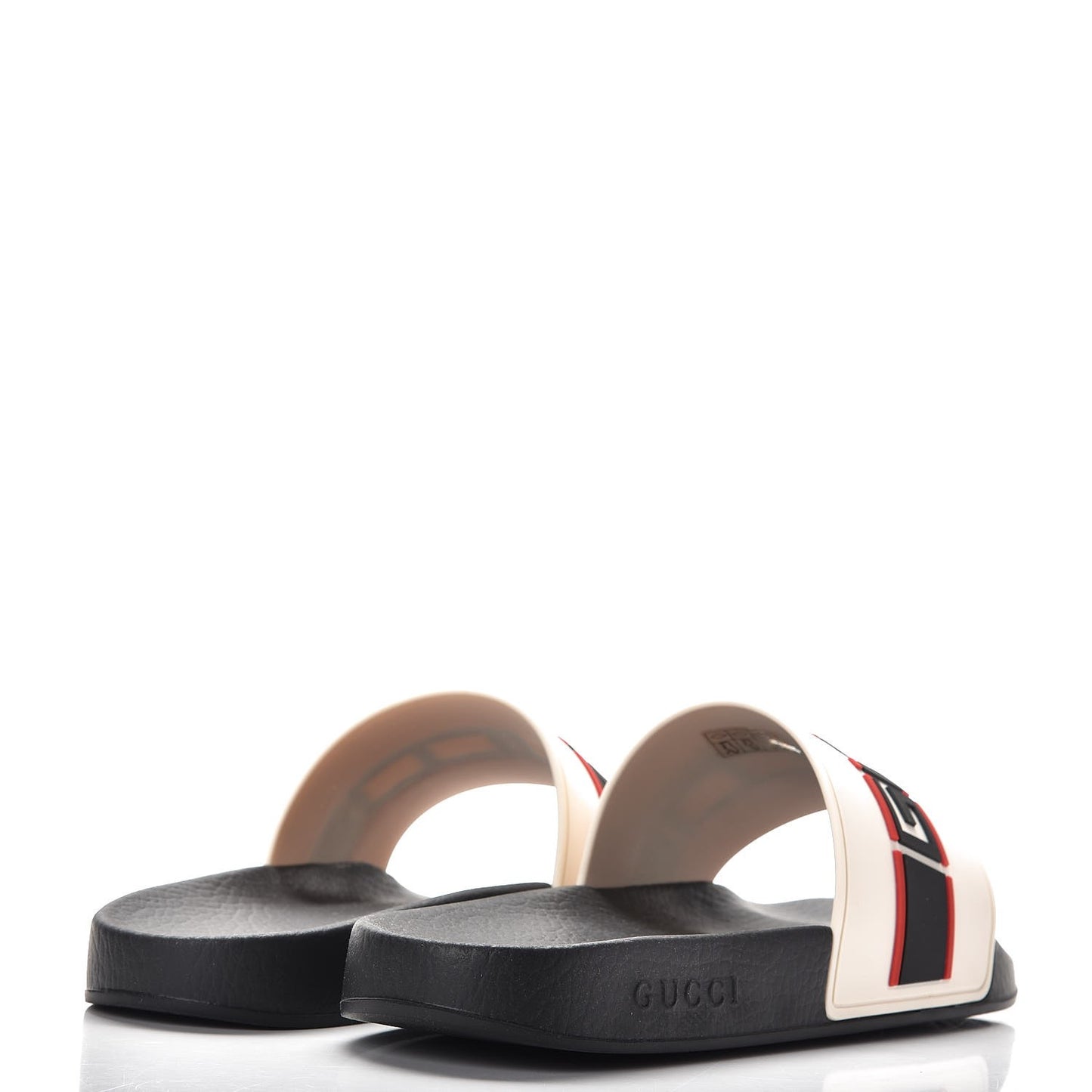 Rubber Stripe Mens Pool Slide Sandals 9 Ecru Poppy Black