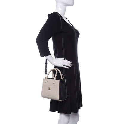 Chanel Grained Calfskin Mini Bi-Color Neo Executive Shopper Tote Beige Black 2 of 10