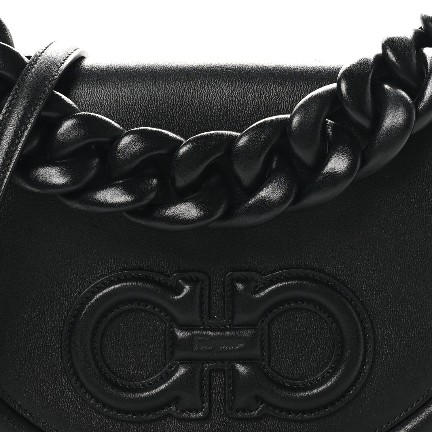 Salvatore Ferragamo Calfskin Aura Shoulder Bag Black 7 of 10