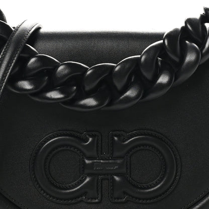 Salvatore Ferragamo Calfskin Aura Shoulder Bag Black 7 of 10