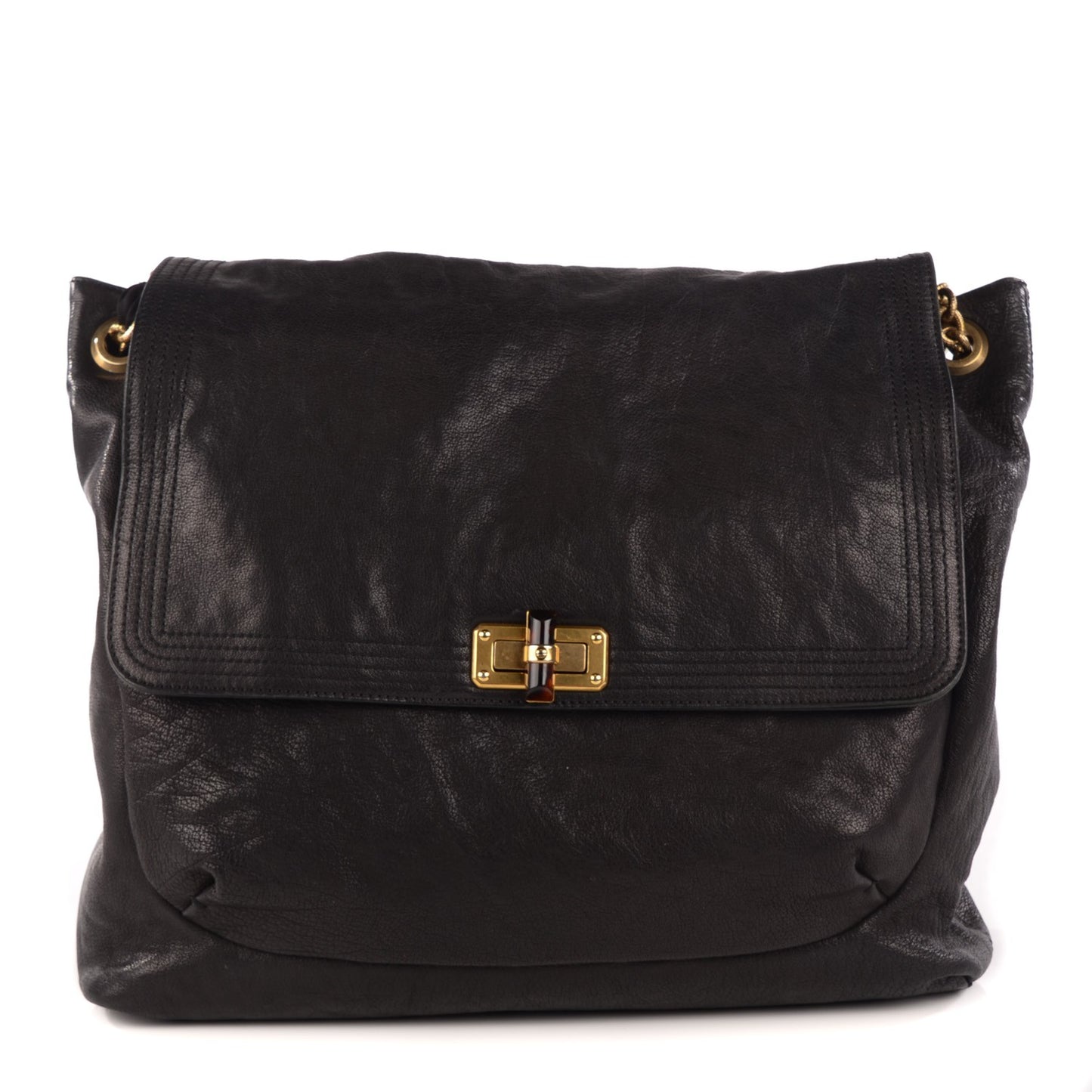 Lambskin Large Happy Shoulder Bag Black