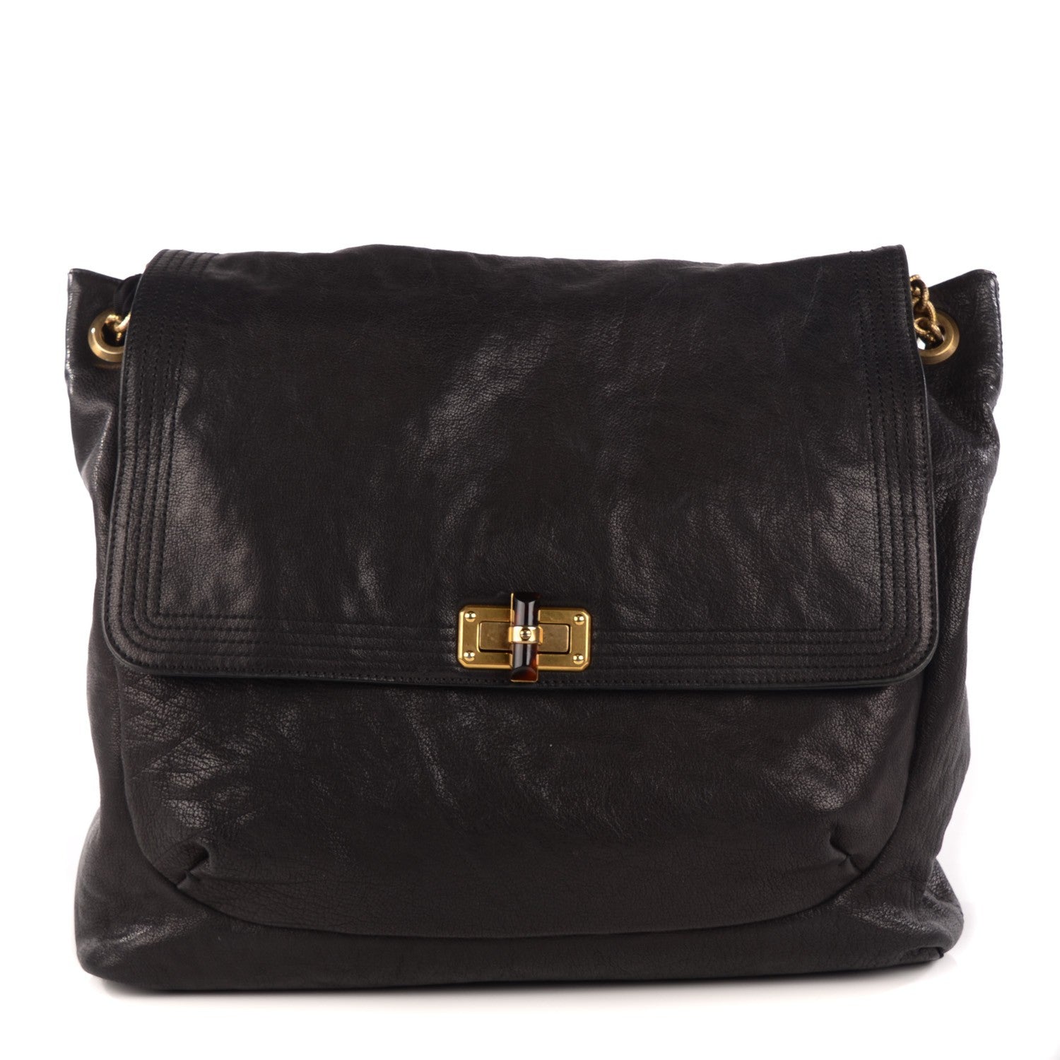 Lanvin Lambskin Large Happy Shoulder Bag Black 1 of 7