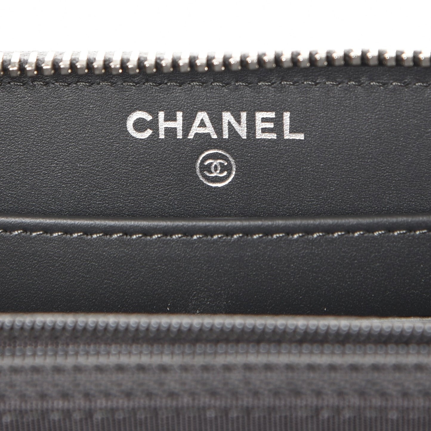 Patent Calfskin Quilted Large Gusset Zip Around Wallet Grey