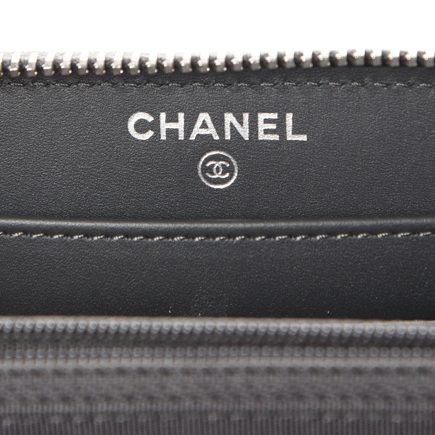 Chanel Patent Calfskin Quilted Large Gusset Zip Around Wallet Grey 6 of 10