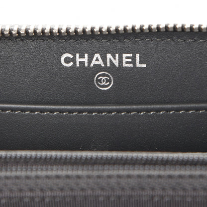 Chanel Patent Calfskin Quilted Large Gusset Zip Around Wallet Grey 6 of 10