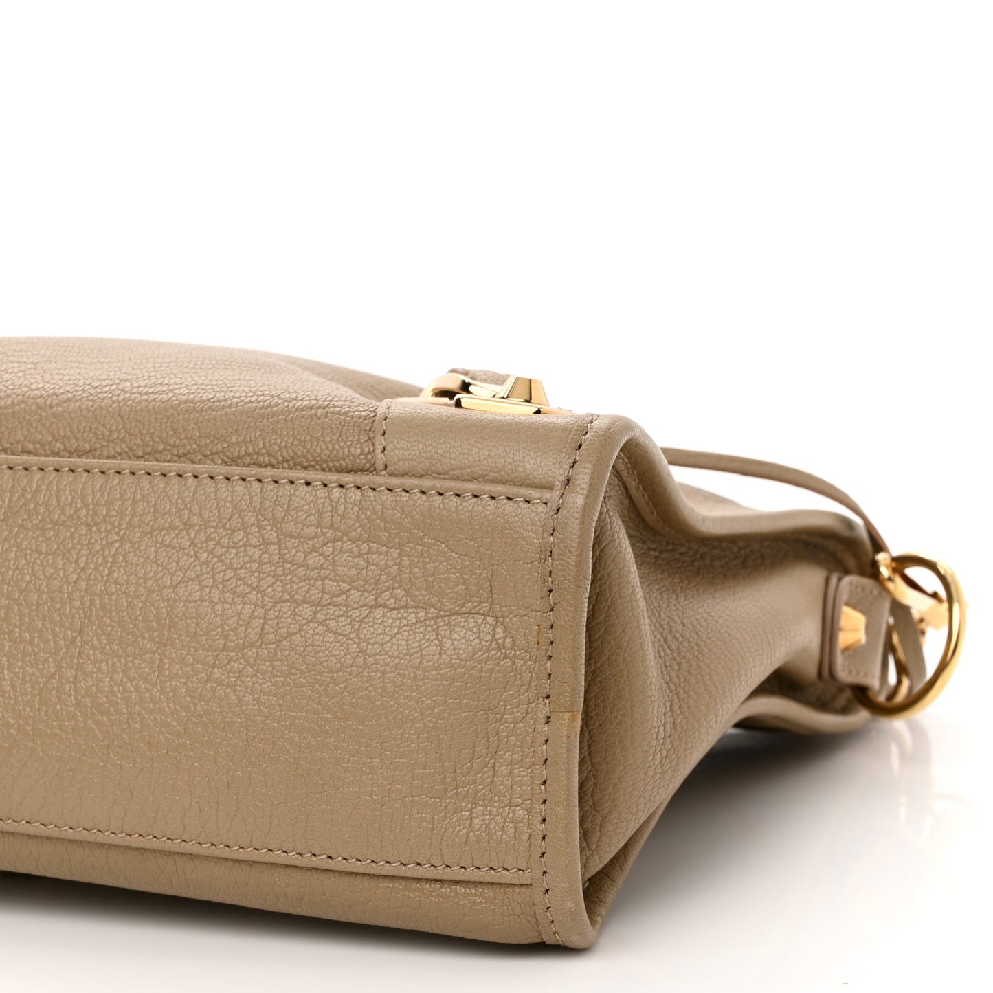 Chevre Gold Metallic Edge Hardware S City Beige Latte
