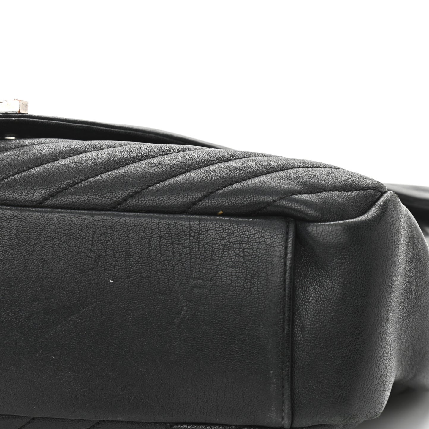 Sheepskin Matelasse Chevron Monogram Large College Satchel Black