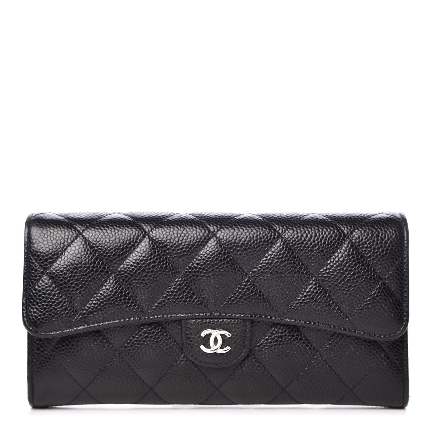 Chanel Caviar Quilted Large Gusset Flap Wallet Black 1 of 8